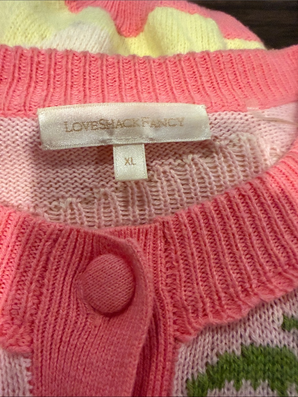 Loveshackfancy Pastel Sunset Palm Cropped Cardigan Sweater - Pink Size XL - Picture 4 of 4